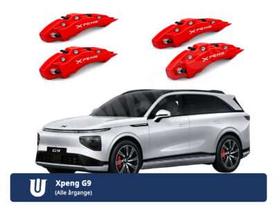 4 røde covers til kalibre monteret på Xpeng G9 - flot opgradering