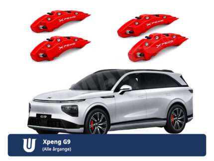 4 røde covers til kalibre monteret på Xpeng G9 - flot opgradering