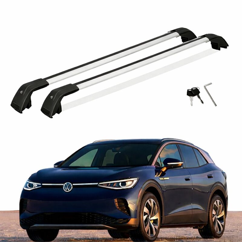 Aluminium tagbøjler monteret på Volkswagen ID.4 – sikre og låsbare tagstænger til transport