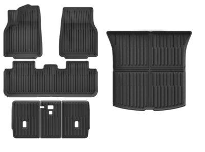 Tesla model Y Juniper Pakketilbud komplet formstøbte gummimåtter til bagagerum, ryglæn og kabinen original miljøvenlig lugtfri TPE gummi – Lav pris eksklusiv produceret af Umates Danmark (3)