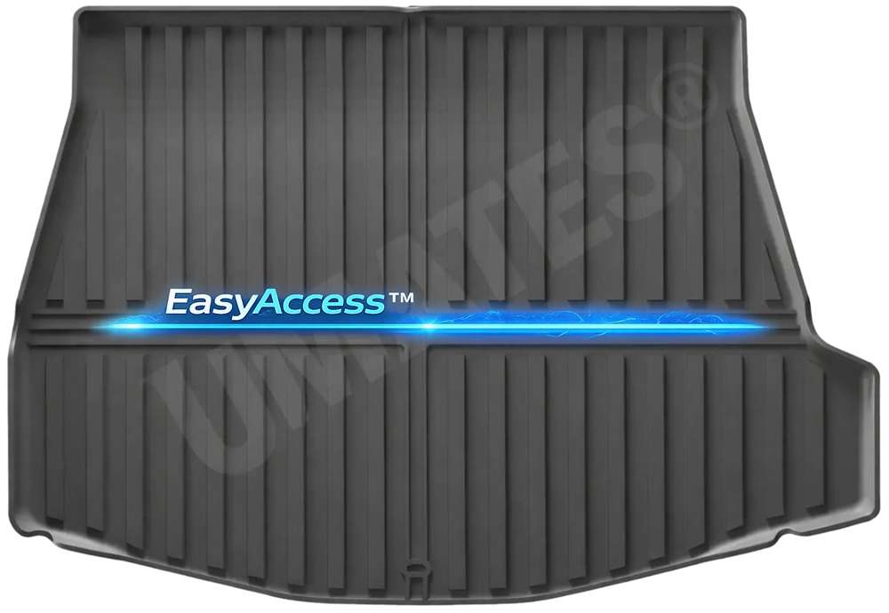 Toyota bZ4X Bagagerumsmaatte med EasyAccess Høj Kant | Umates Modeltilpasset bagagerumsmåtte til Toyota bZ4X 2026–➜ med høj kant og integreret Umates EasyAccess foldelinje