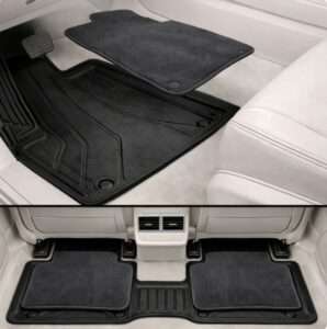 UMATES gummi og velour bilmåtter monteret i kabinen – for og bag