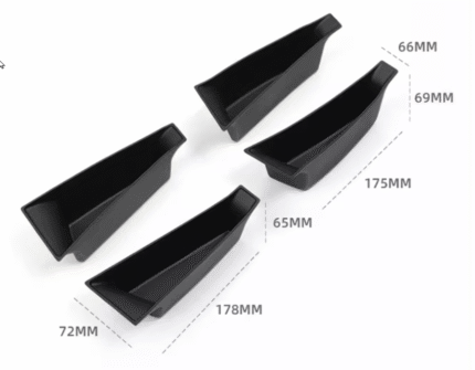 Mål på opbevaringsbakker til dørhåndtag i VW ID.3 2025 og 2026