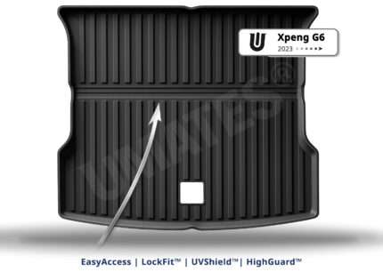 UMATES bagagerumsmåtte til Xpeng G6 med EasyAccess fleksibel bukkekant, høj kant og UV-behandlet - formstøbt til G6.