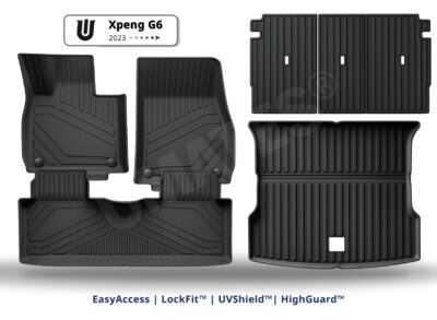 UMATES sæt af bilmåtter i gummi til Xpeng G6 2023– kabinemåtter – bagagerum – måttepaneler til ryg -skidt og snavs og nem rengøring – formstøbt til beskyttelse af G6
