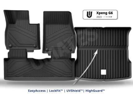UMATES sæt af bilmåtter i gummi til Xpeng G6 2023– kabinemåtter – bagagerumsmåtter beskytter-mod-skidt og snavs og nem rengøring – formstøbt til beskyttelse af G6