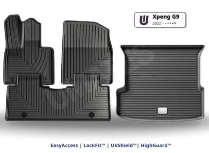 UMATES sæt af bilmåtter i gummi til Xpeng G9 2022– kabinemåtter – bagagerumsmåtter beskytter-mod-skidt og snavs og nem rengøring – formstøbt til beskyttelse af G9