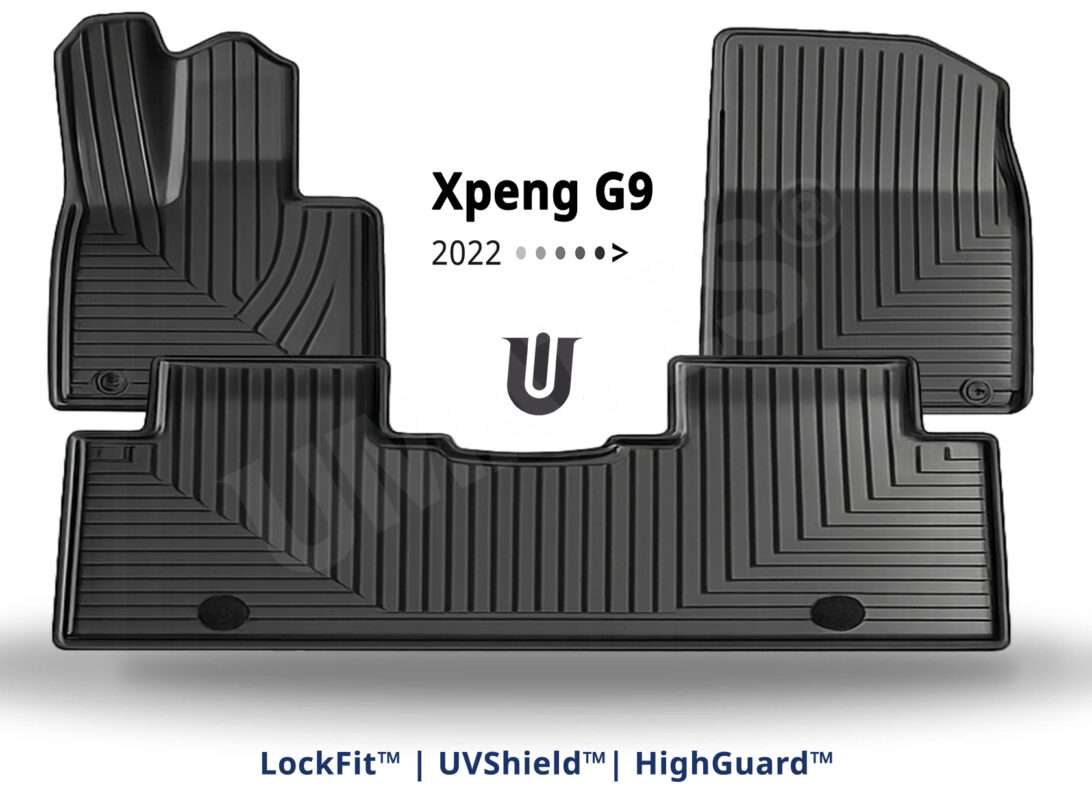 UMATES bil måtter kabinen til Xpeng G9 - fra 2022 og frem - med modeltilpasset pasform og original fastgørelse