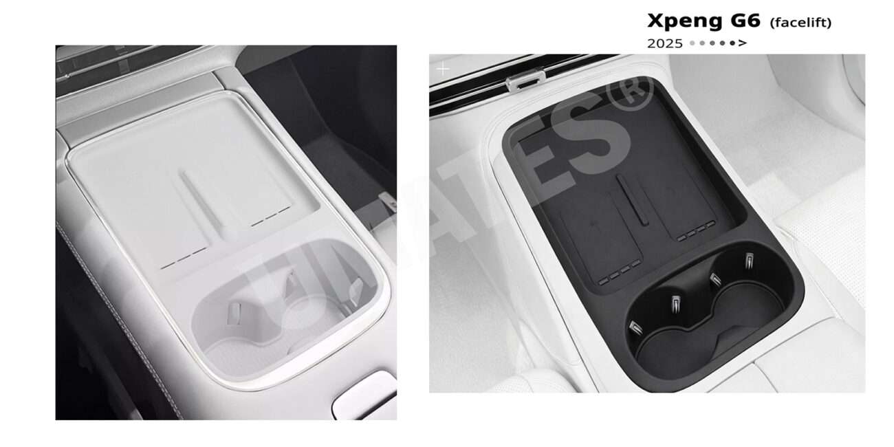 Silikone indsats til Xpeng G6 2025 facelift i sort og hvid – midterkonsol og kopholder