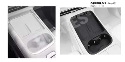 Silikone indsats til Xpeng G6 2025 facelift i sort og hvid – midterkonsol og kopholder