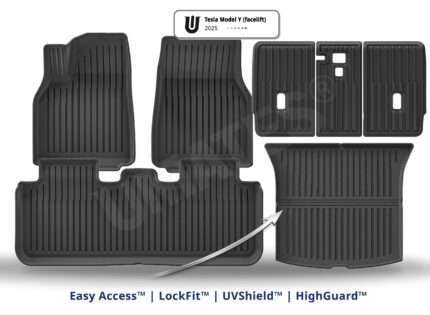 UMATES sæt af bilmåtter i gummi til Tesla model Y (Juniper)– kabinemåtter – bagagerum – måttepaneler til ryg -skidt og snavs og nem rengøring – formstøbt til beskyttelse af G6