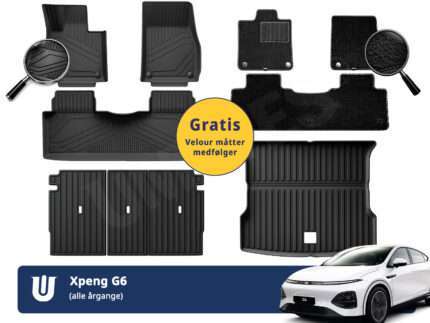 Xpeng G6 komplet måttesæt til kabine, bagagerum og rygpaneler, i alt 9 måtter - Tidsbegrænset tilbud