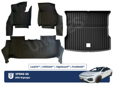 Xpeng G6 pakketilbud med WingMats™, hvor du får 3 kabinemåtter og bagagerumsmåtte